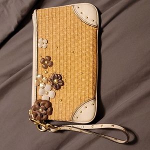 Coach Straw wristlet with flowers